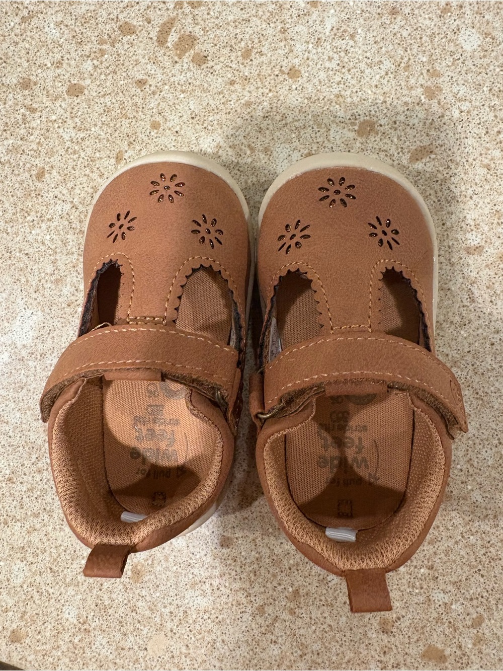 Stride Rite Brown Toddler Mary Jane Shoes with Floral Cutouts
